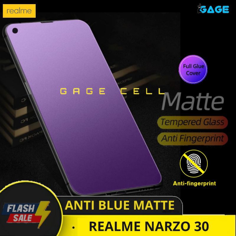 TEMPERED GLASS ANTI BLUE MATTE RAY REALME NARZO 30 TG ANTI GORES RADIASI REALMI NARZO 30 FULL LAYAR