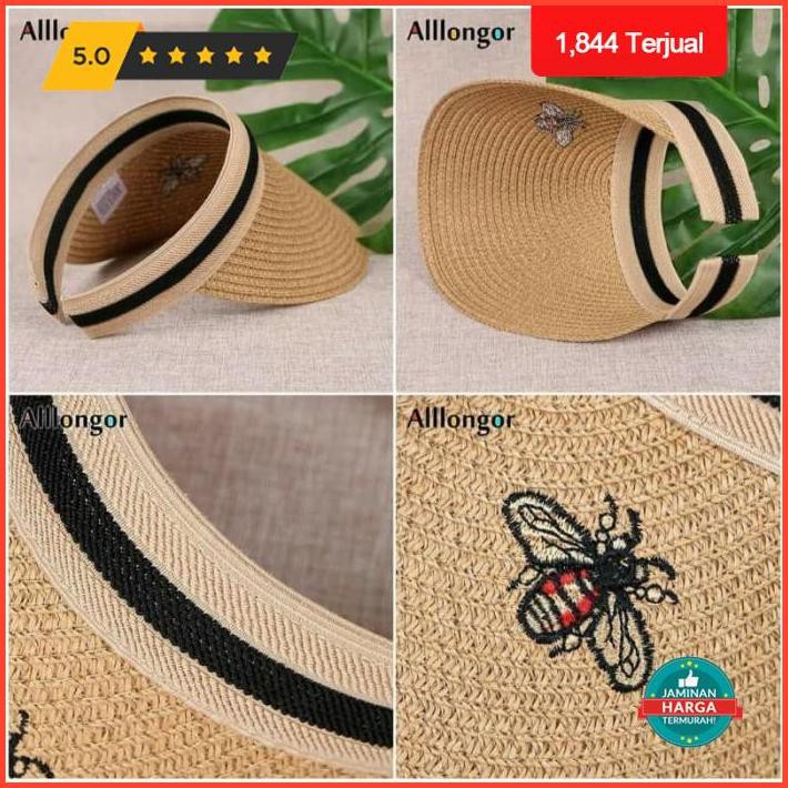 Puncak Promo Topi Pantai Lipat Lebar Jerami Visor Korea Import Anyaman Premium