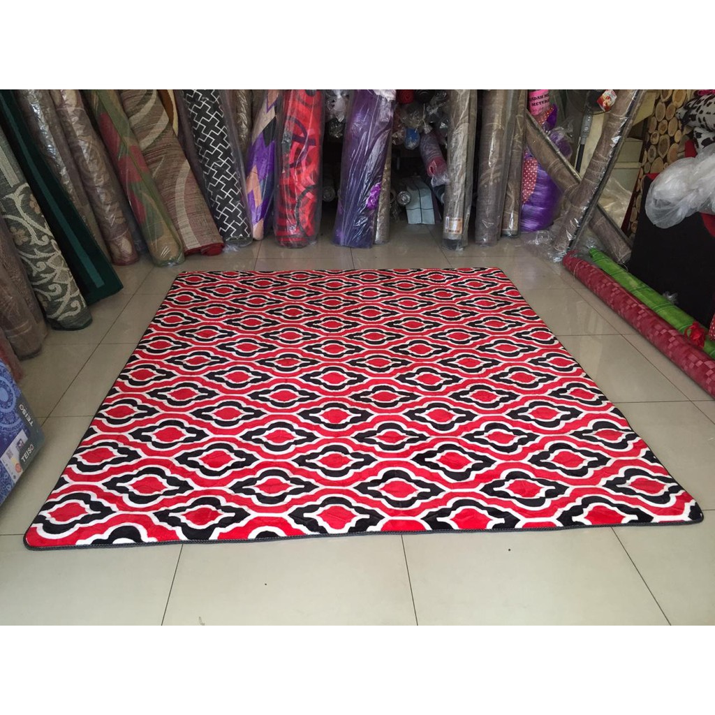 KARPET MALAYSIA BUSA EMPUK DAN LEMBUT MOTIF MODERN UKURAN 190*220