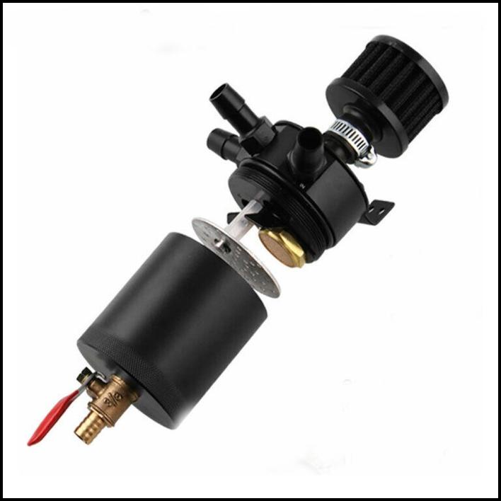 Universal 3-Port Oil Catch Can Tank Reservoir Breather Filter Drain