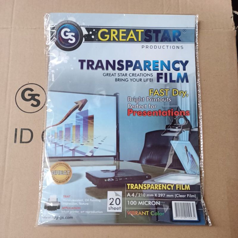 

transparancy film A4/20 (for inkjet/dye ink)TRANSPARANT FILM/STEMPEL FLASH