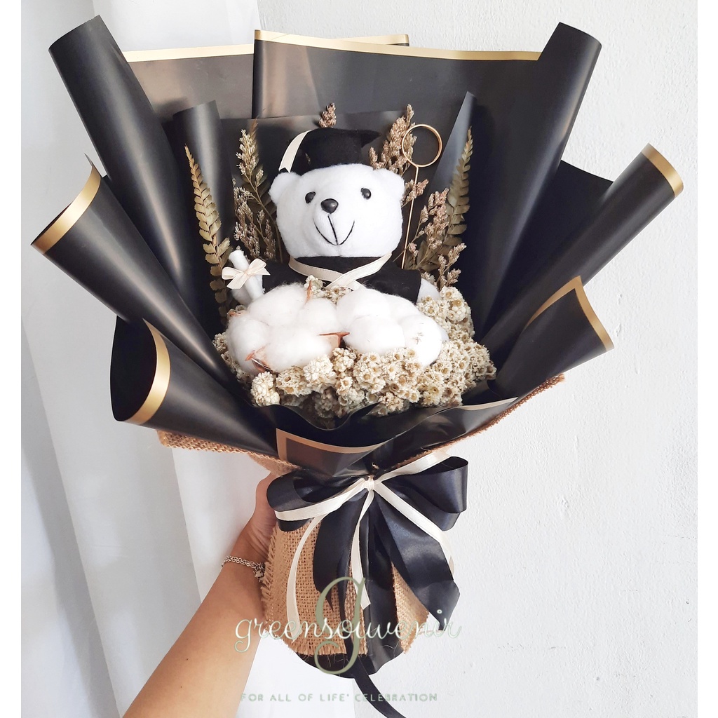 Buket wisuda bunga kering | buket wisuda laki-laki