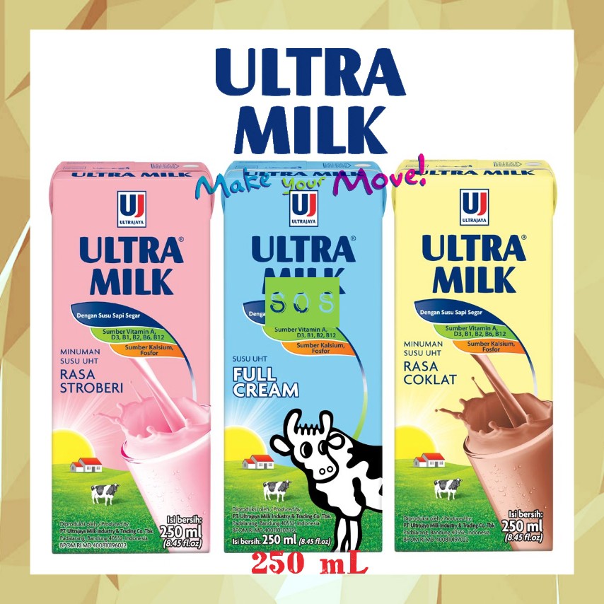 

《OS3》 Ultra Milk susu UHT 250 mL rasa FULL CREAM | STRAWBERRY | COKLAT