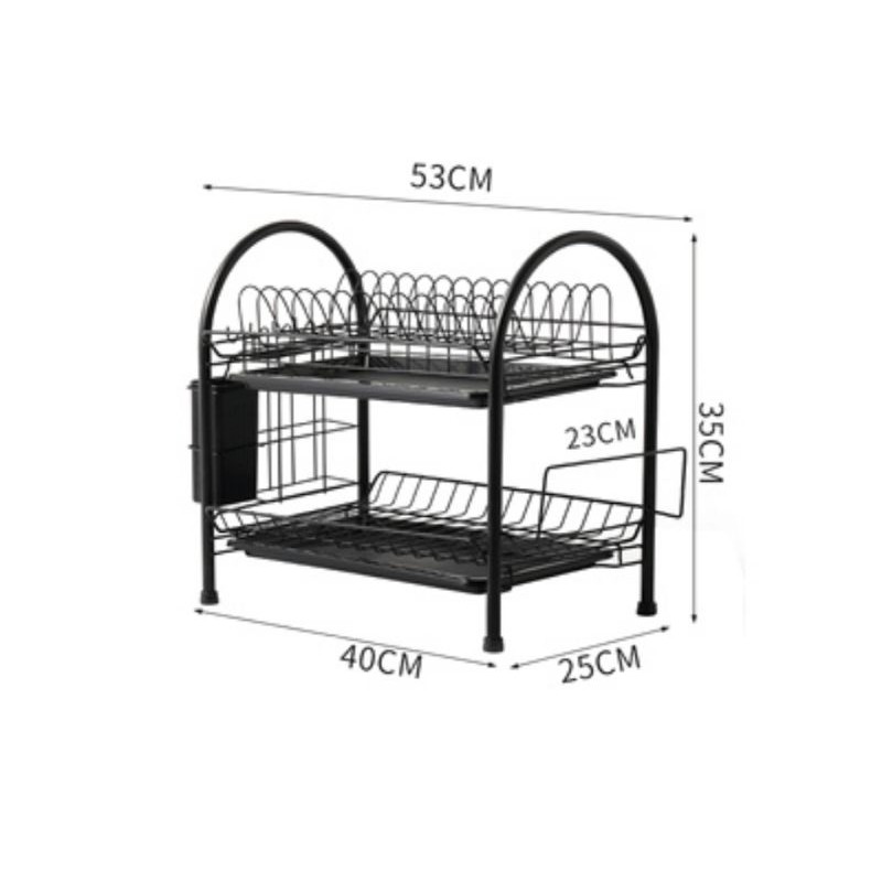 Rak Piring 3 Susun dan 2 Susun Hitam Kuat dan Kokoh Rak Dapur Multifungsi Anti Karat