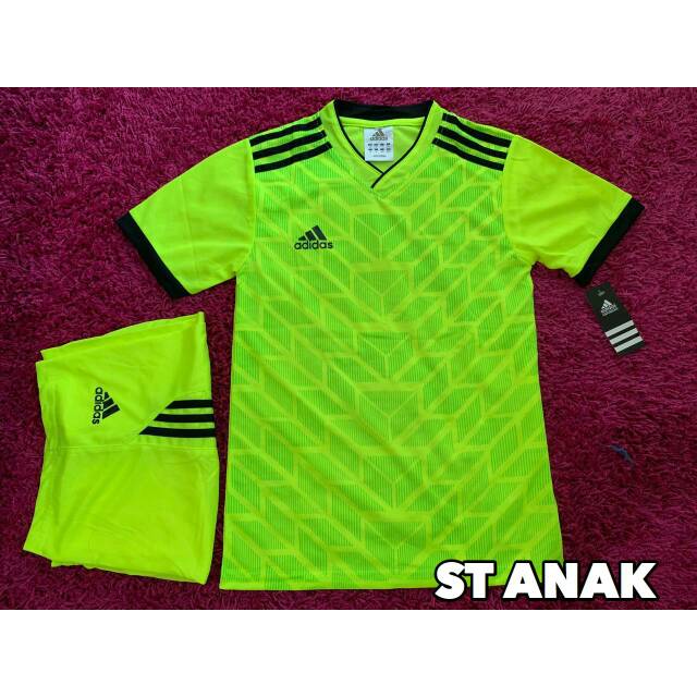 Seragam Futsal Setelan Jersey Baju Futsal AD Garis Hitam Hijau Stabilo Termurah Terbaru Ori