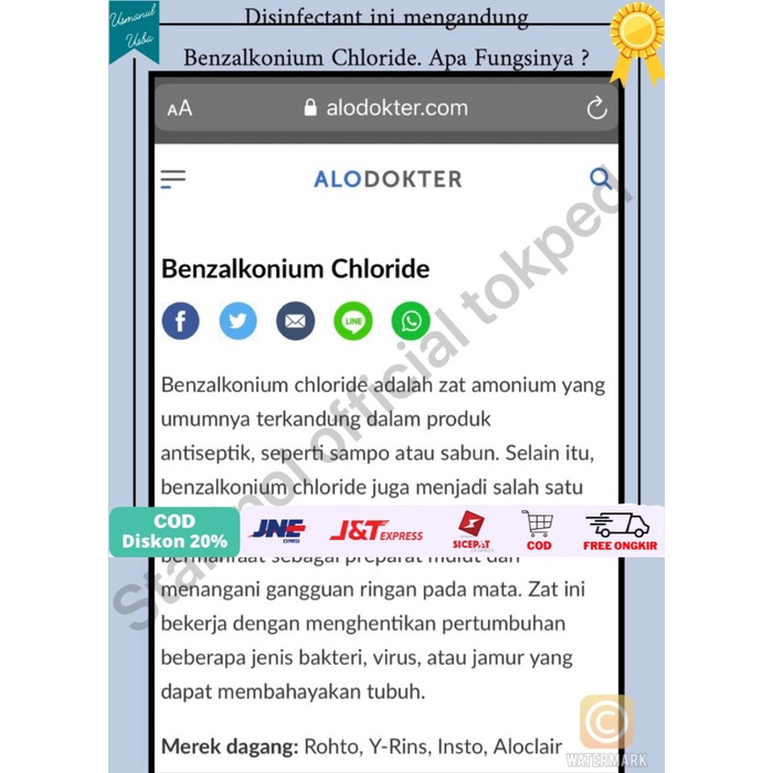 

◾COD◾ Desinfektan / disinfektan Stabinol no alkohol bisa untuk badan