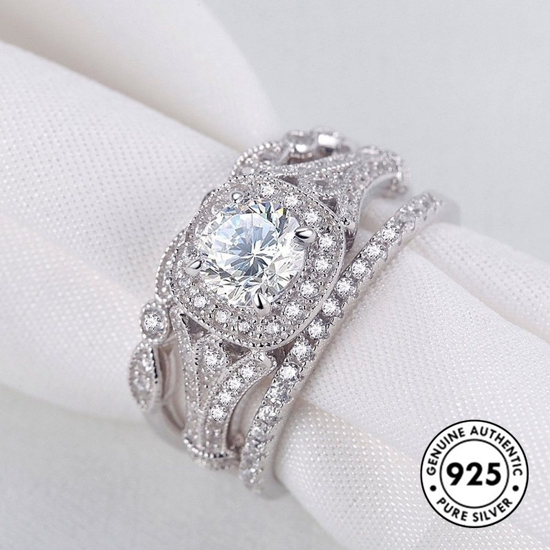 Cincin Moissanite Bahan S925 Silver