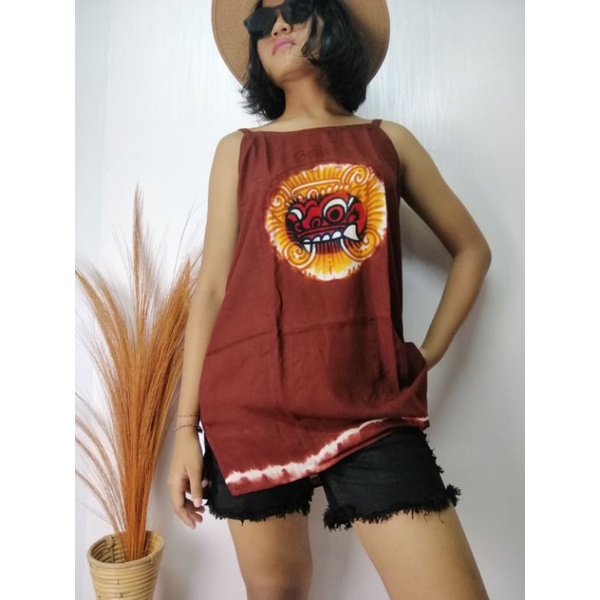 Atasan Tanktop Lukis Rayon Barong Bali Dewasa / Atasan Bali / Baju Barong Bali / Atasan Barong Bali