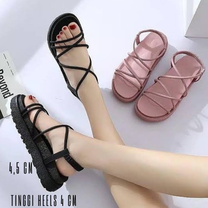 GeA-SANDAL JELLY GLADIATOR BALANCE 1990 WEDGES HEELS 4CM/SANDAL WANITA IMPORT