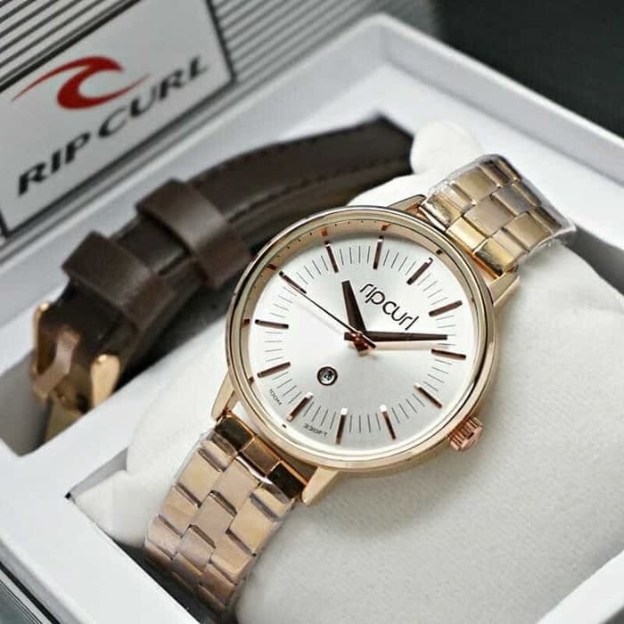 Diskon Grosir Jam Tangan Wanita Cewek Ripcurl Set Rantai Rosegold Termurah