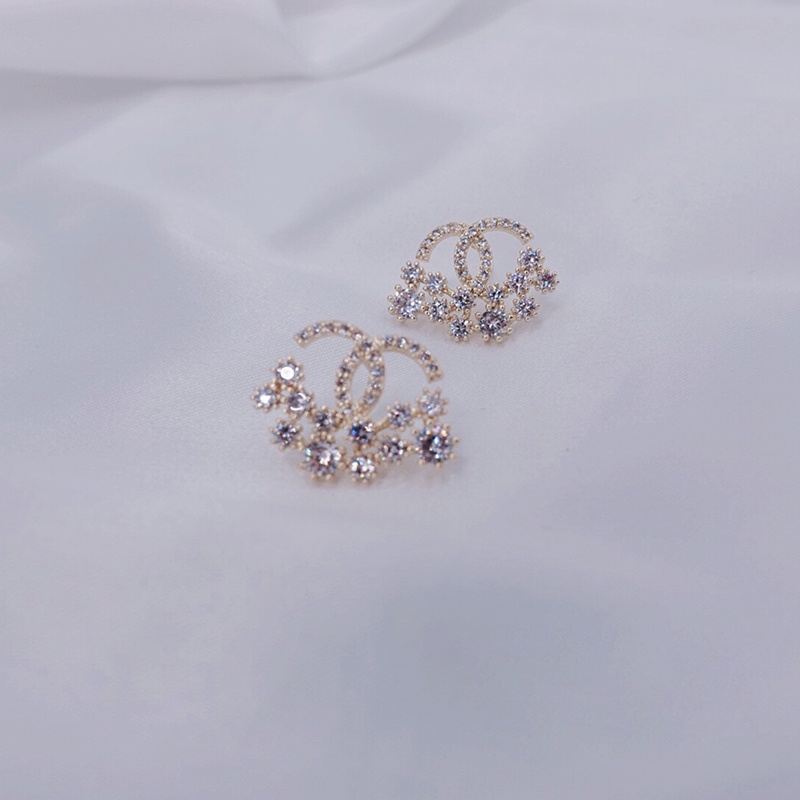 Anting 925 Silver Needle Aksen Zircon Gaya Perancis Untuk Wanita