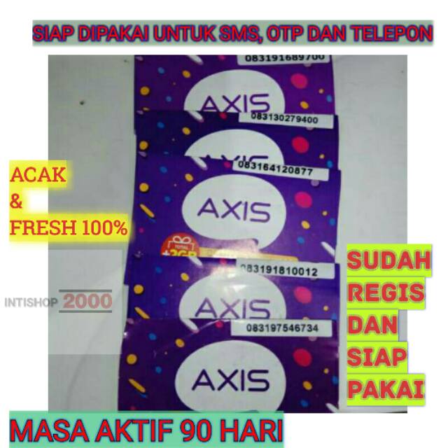 KARTU PERDANA AXIS AKTIF , ACAK DAN SUDAH REGISTRASI, BISA OTP, SMS, TELEPON