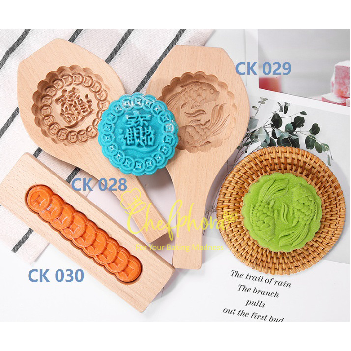 Cetakan Kayu Mooncake Kue Bulan Angku Thok AngkongPia TioCiu Koin Hoki