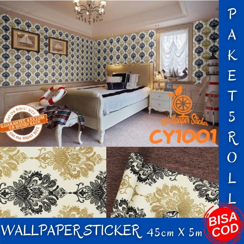 Murah Paket 5 Roll Walpaper dinding/Sticker Dinding Anti Air/Wallpaper DInding Kamar Tidur Motif