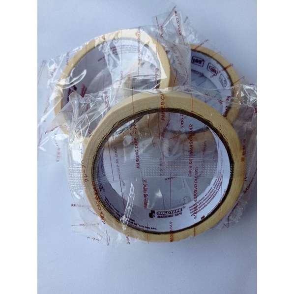 Lakban Kertas Masking Tape BAZIC 1inch x 20 Yard / Isolasi Kertas Murah Ukuran Sedang