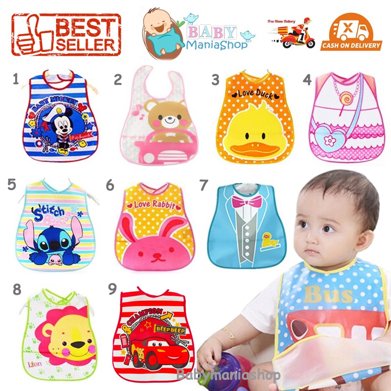 Slabber Plastic Baby Bib CELEMEK BAYI Slaber Plastik Waterproof Apron Tadah Liur Babymaniashop