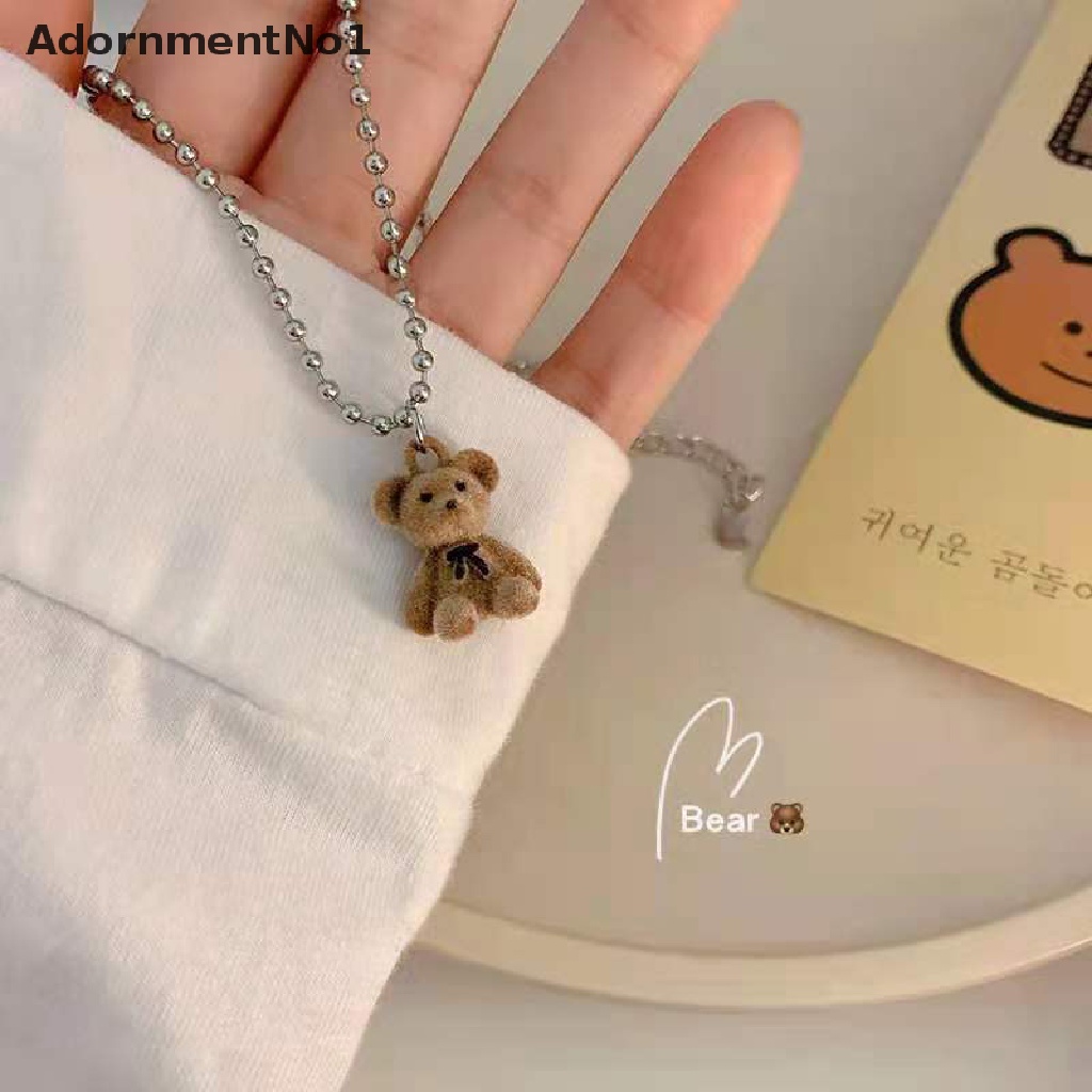 (AdornmentNo1) Kalung Rantai Panjang Dengan Liontin Teddy Bear Untuk Wanita