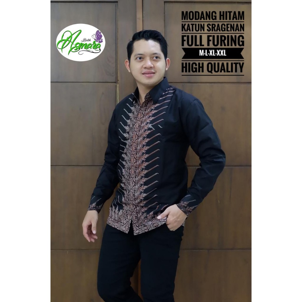 MODANG HITAM ASMARA BATIKSOLOAMANAH KEMEJA BAJU BATIK PRIA SOLO LENGAN PANJANG PENDEK LAPIS FURING ATASAN BATIK PREMIUM MODERN KATUN HALUS SETYO MUKTI KEMBANG SOGAN CEMPAKA PUTIH ASTAKA COLET CAMPAKA BIRU PARANG KUPU CIUNG WANARA GURDO BIRU MAHADEWA SEKAR