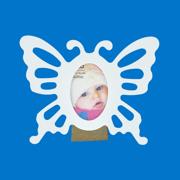 Inno Foto (07930) Photo Wooden Frame Animal Butterfly Oval 2.25x3.25 White Pigura Frame Bingkai Foto