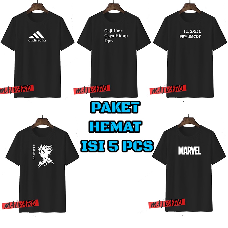 MV-Kaos 5 Pcs Motif Distro / Kaos Pria Distro / Pakaian Pria / Baju Pria