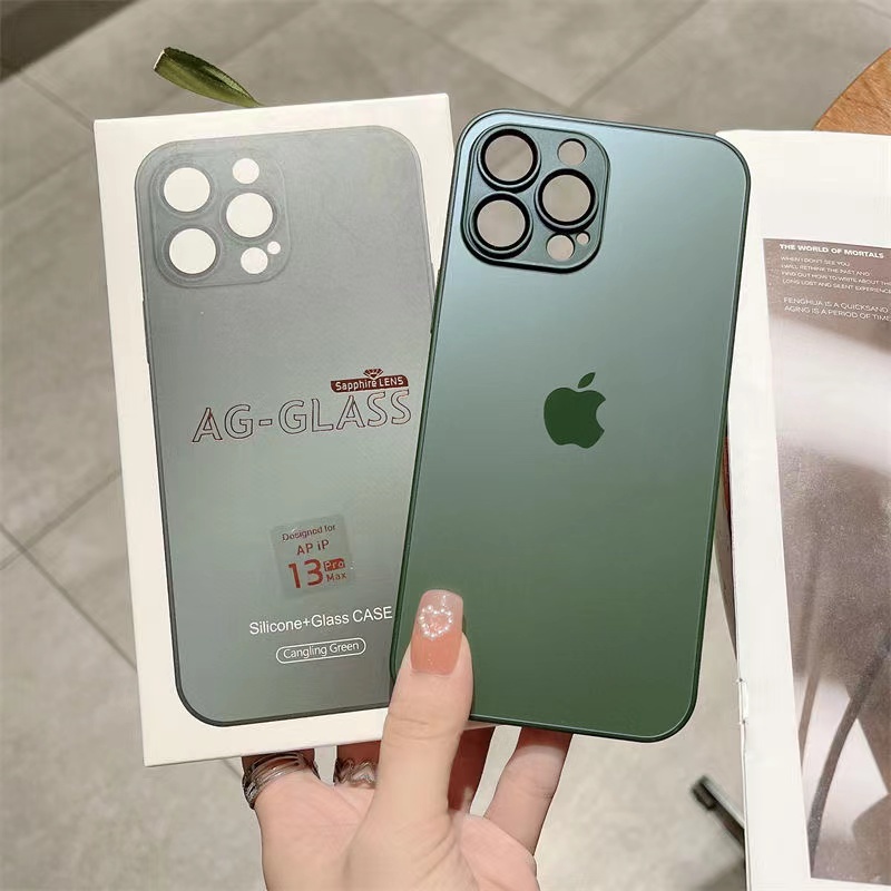 Ag Casing Hardcase Kaca Frosted Shockproof Untuk IPhone 11 12 13 14 Pro Max 14 Plus