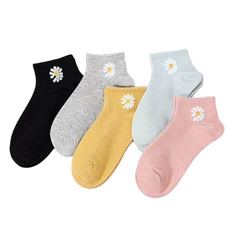 Gobra ♕ KK013 Kaos Kaki (Tanpa Kemasan) Wanita Tipis Pendek Semata Kaki Motif Bunga Fashion Korea Women Sock Import Murah