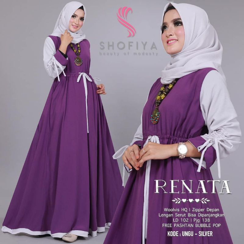 Baju gamis wanita terbaru gamis Dewasa kekinian modern 2021 wanita dress Renata maxy