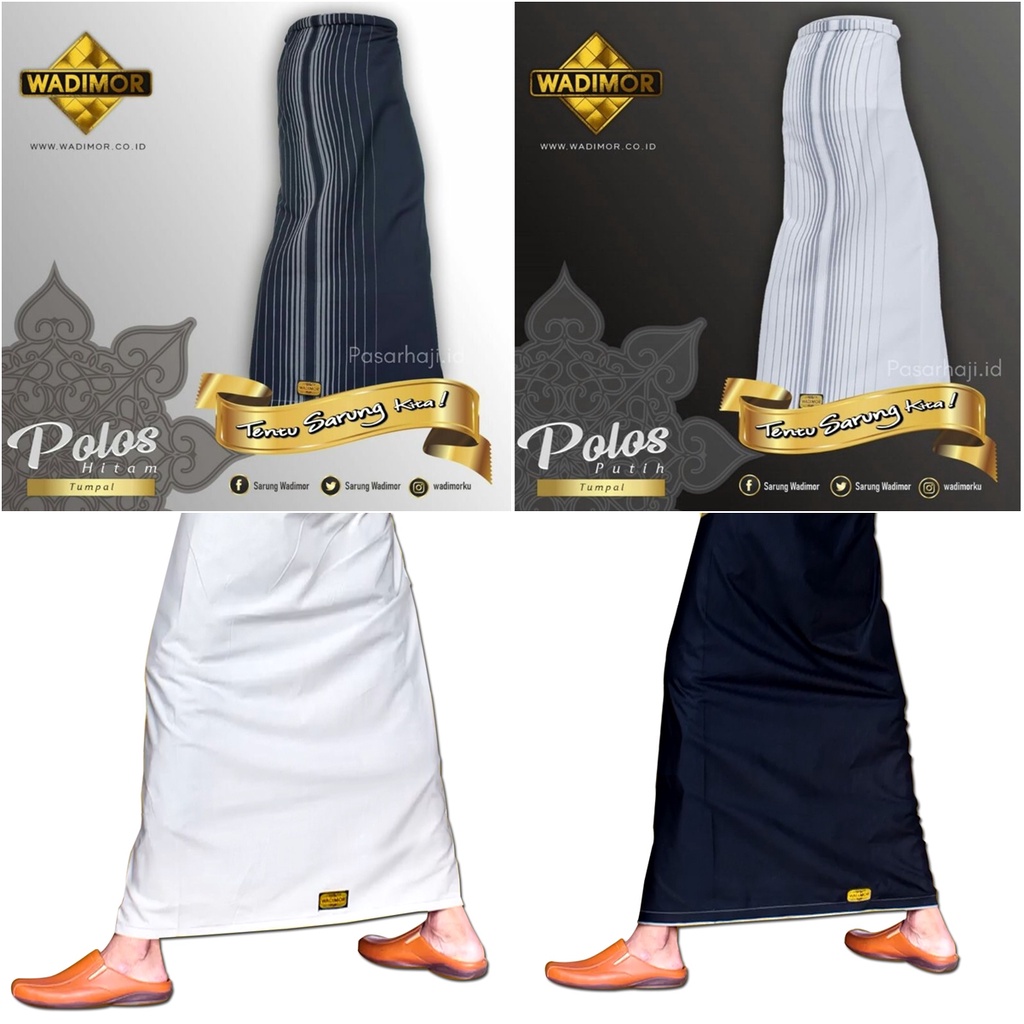 sarung WADIMOR BLACK &amp; WHITE Polos Tumpal Garis Hitam Putih Kain Tenun Sholat Shalat Dewasa Pria Laki Pesantren Santri Muslim M4N0 sarung sholat polos elegan kain sarung pria nyaman dipakai fleksibel sarung cowok dewasa top seller sarung laki laki best s