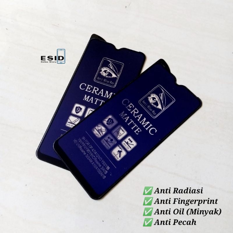 tempered ceramic blue anti radiasi hp Vivo Y91/Y95/Y91C/Y1S/Y11/Y12/Y17/Y20/Y12S/Y19/Y01/Y15S/Y17S 2