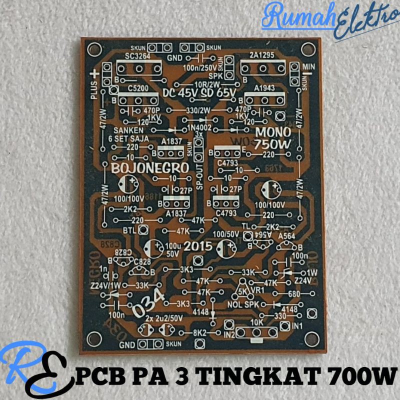 PCB Driver Power Amplifier Lapangan 3 Tingkat 750 Watt BOJONEGRO