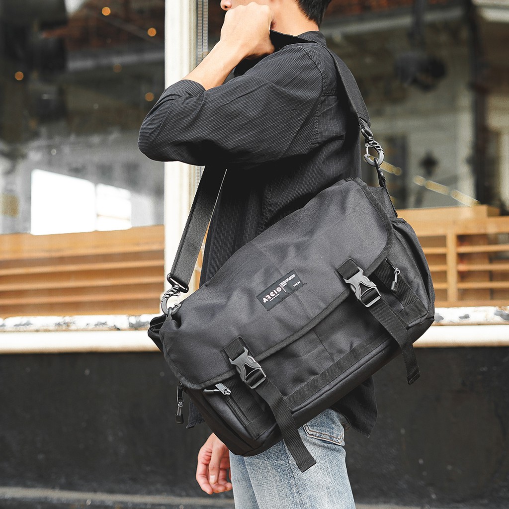 Delta Black | Tas Slempang Messenger Multifungsi Sling Bag Pria Men Wanita Slingbag | FORIND x Arcio