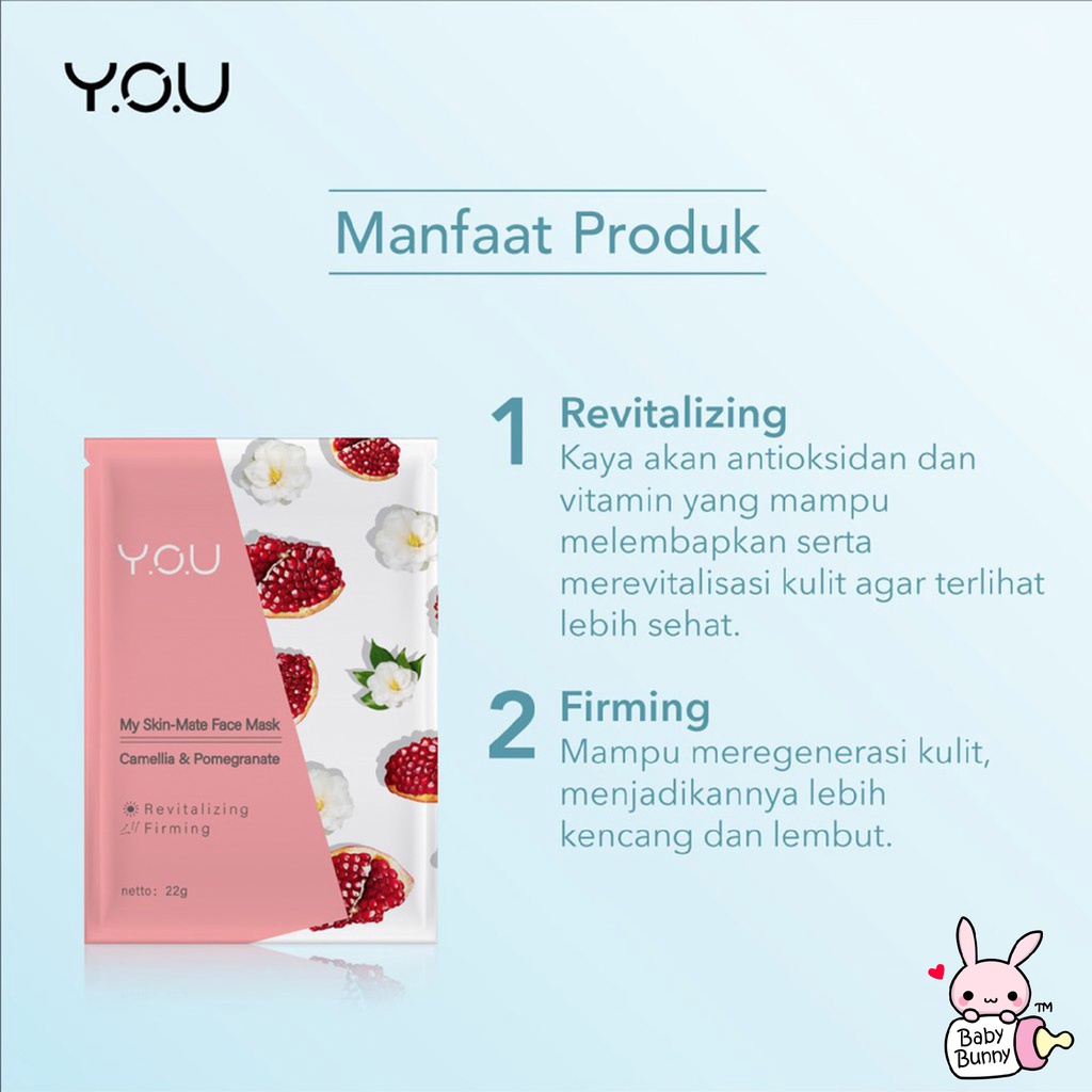 ❤ BELIA ❤ YOU My Skin - Mate Face Mask 22g | Sheet Masker Y.O.U makeups Skin Care (✔️BPOM)