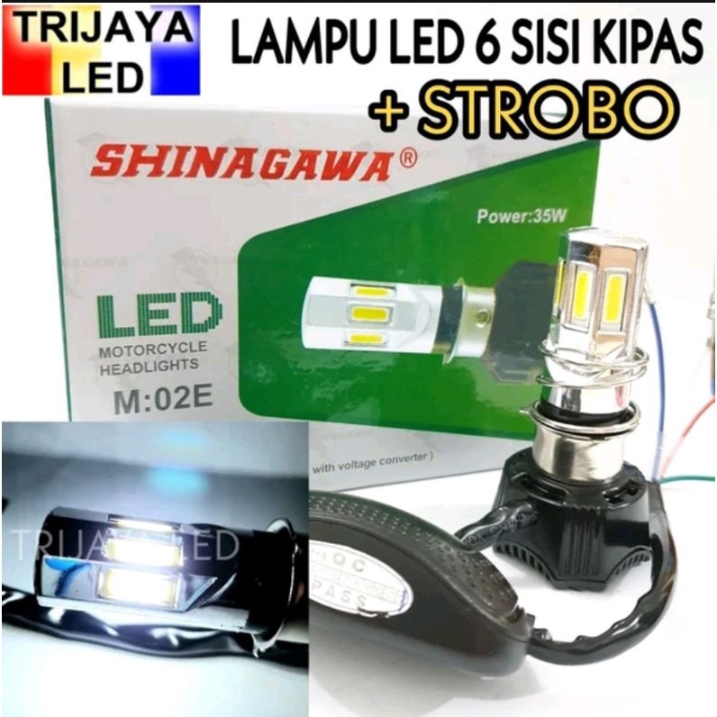 Lampu LED Utama Depan 6 Sisi Flash Kipas Original 35 Watt Headlamp Running 4 Kabel AcDc Mobil Motor 