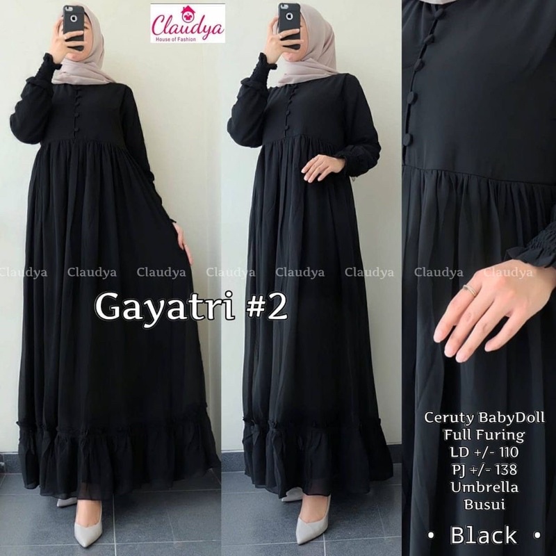 Gayatri Maxy Bahan Cerruty - Gamis Wanita Busui Friendly