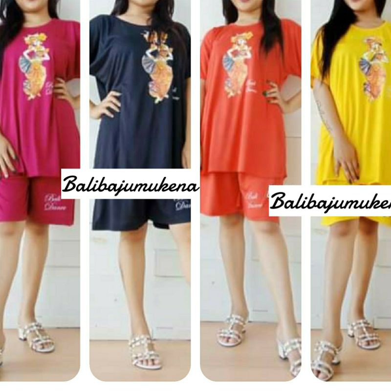 [BISA COD] STELAN CELANA LEGONG BALI BAHAN KAOS SIZE JUMBO/BAJU TIDUR WANITA ADEM MURAH KEKINIAN