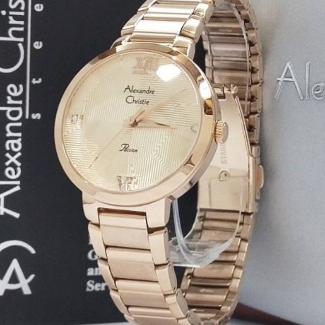 Jam Tangan Cantik Wanita Alexandre Christie AC 2616 Rosegold Original