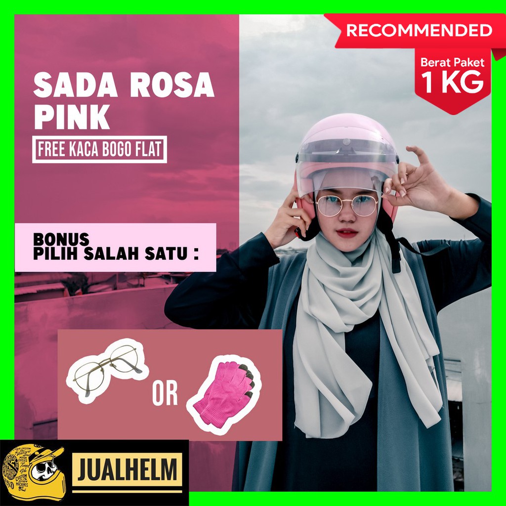 Helm Retro Bogo Wanita Sada Rosa Pink Pastel