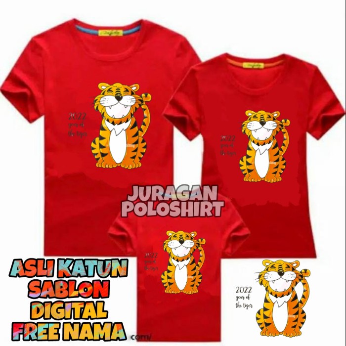 KAOS IMLEK 2022 TIGER-KAOS IMLEK FAMILY-KAOS UNISEX PRIA/WANITA-JRG40 - kaos distro imlek 2022