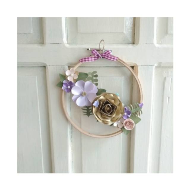 WREATH Paper Flower / HOOP ART Rose / Hiasan dinding RUSTIC / Dekorasi Rumah RUSTIC