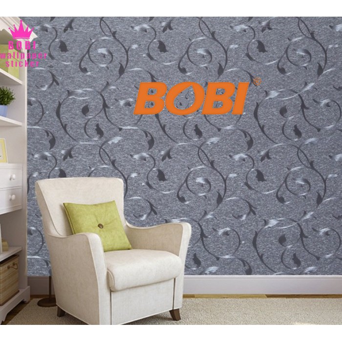 Wallpaper Sticker Motif Ranting Melingkar Samar Abu 81007-F7 / Wallpaper New 2020 / Ukuran 9mx45cm