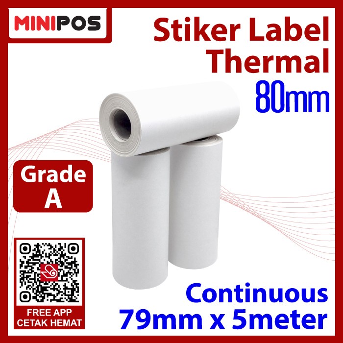 

Kertas Sticker Thermal Label Resi OlShop 80mm x 5M Continuous