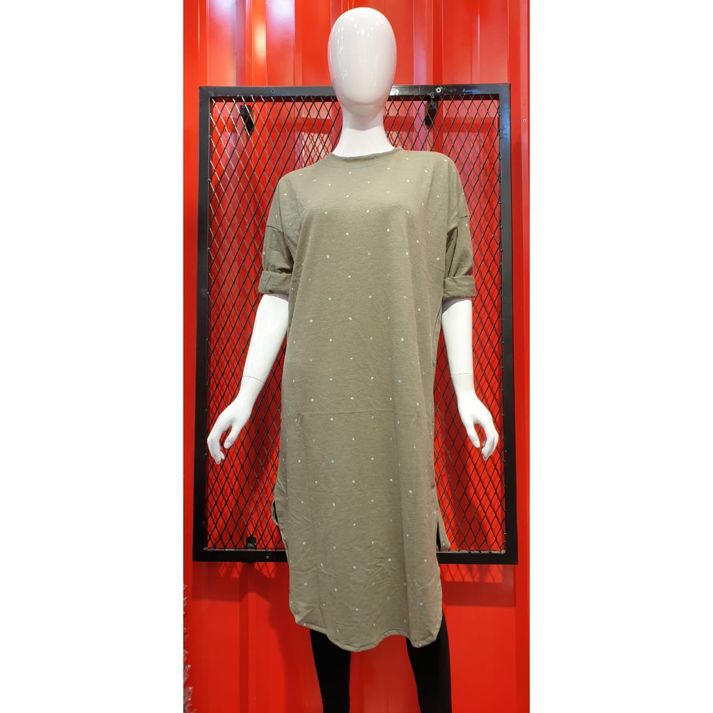 LONG TUNIK KAOS IMPORT MOTIF POLKADOT