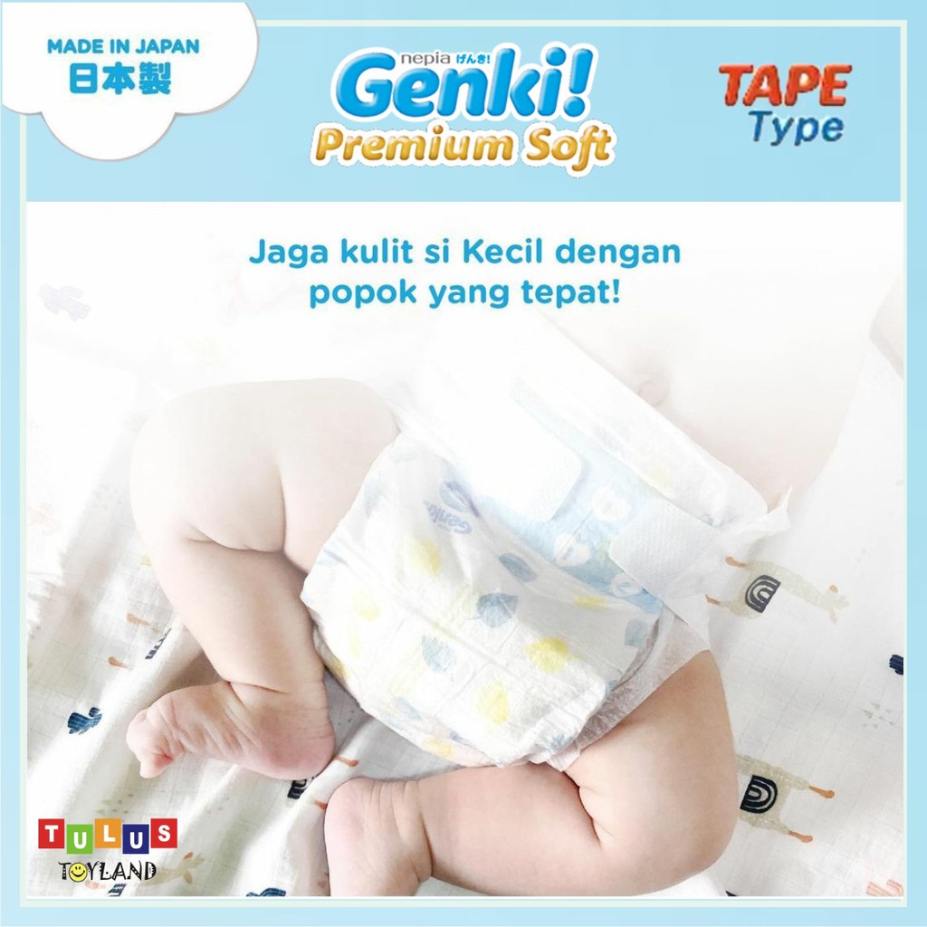 Nepia Genki TAPE Premium Soft size S 72 / M 64 / L 54 / XL 44 Diapers Popok Anak Bayi