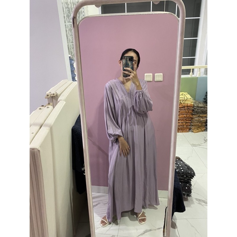 NABO - Kufnat Long Dress Lilac (Dress Panjang Bahan Rayon)