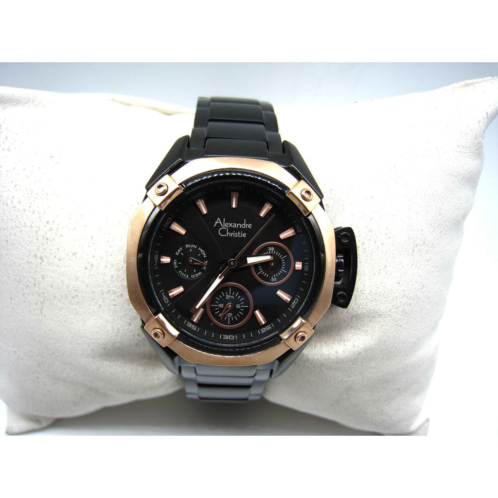 ALEXANDRE CHRISTIE WATCH AC 6225 WANITA ROSEGOLD BLACK ORIGINAL