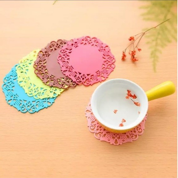 Tatakan Alas Gelas Piring Silikon Silicone Cangkir Lace Cup Mug