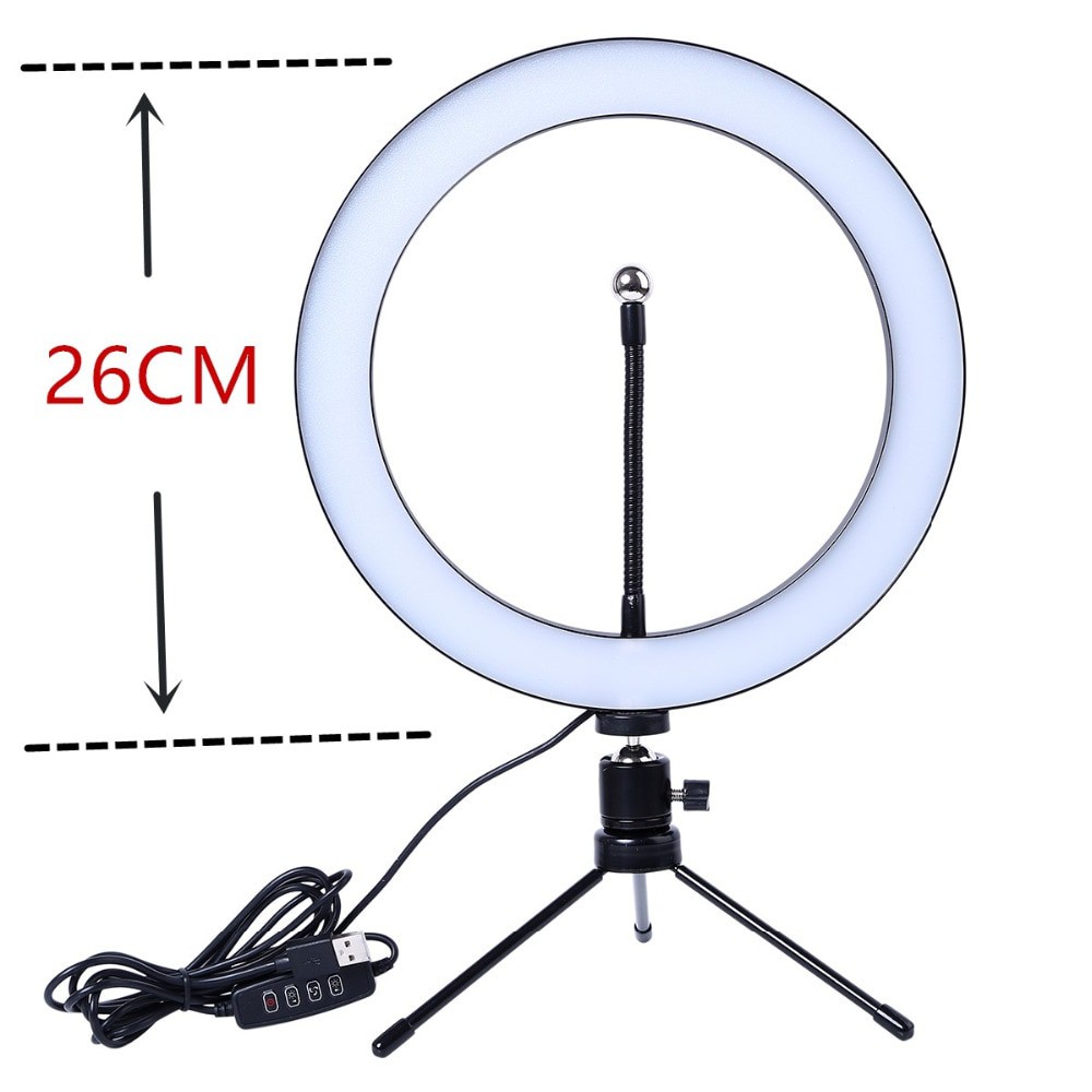 Lacyfans Lampu Halo Ring Light LED Selfie 120 LED 10 Inch with Smartphone Holder + Mini Tripod