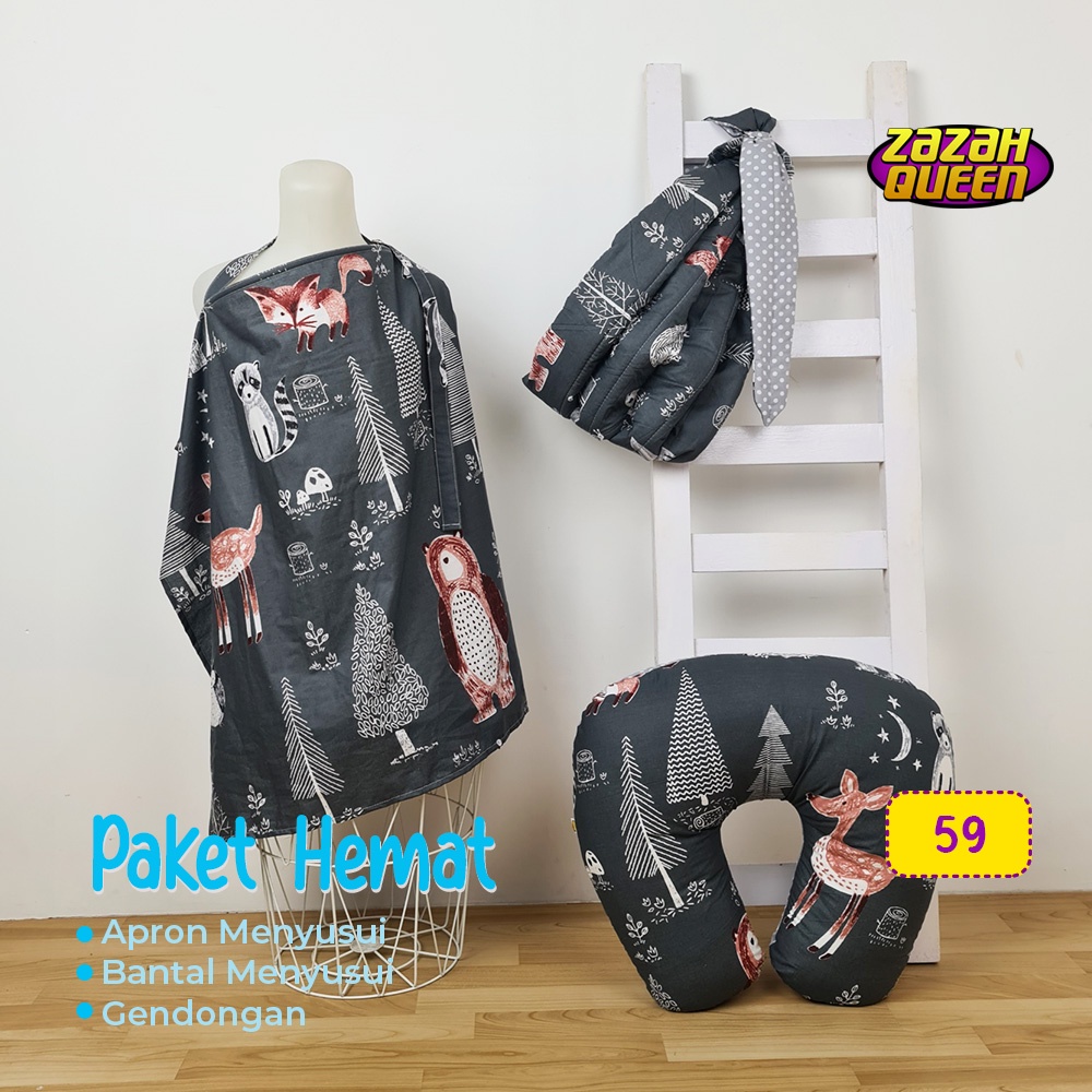 [3 in 1] Bantal Menyusui Gendongan Bayi Bonus Apron Menyusui