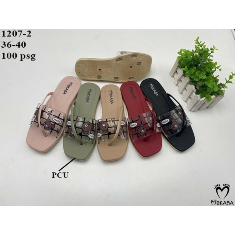 SANDAL JELLY WANITA SILANG MOTIF BONEKA