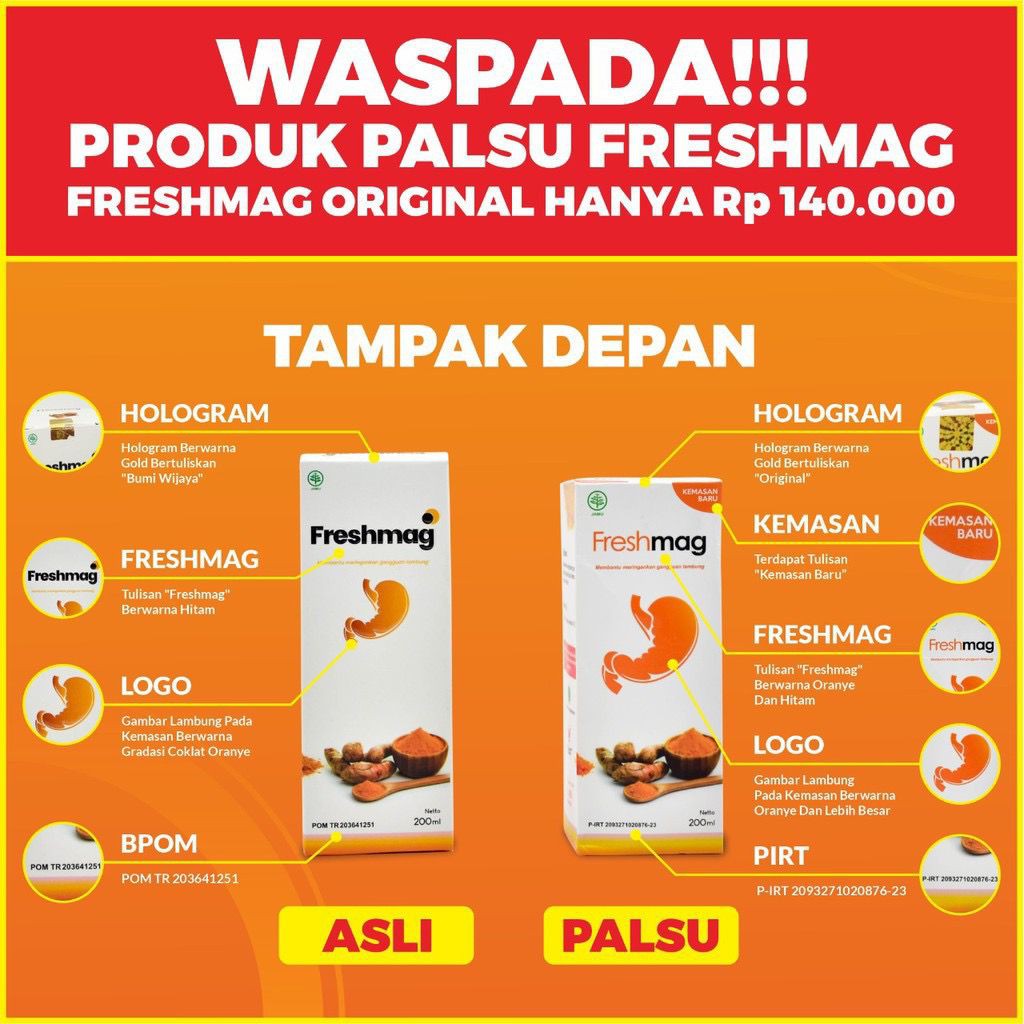 Freshmag Original Madu Solusi Atasi Maag Gerd Asam dan infeksi Radang lambung KRONIS 200ml - BPOM-3